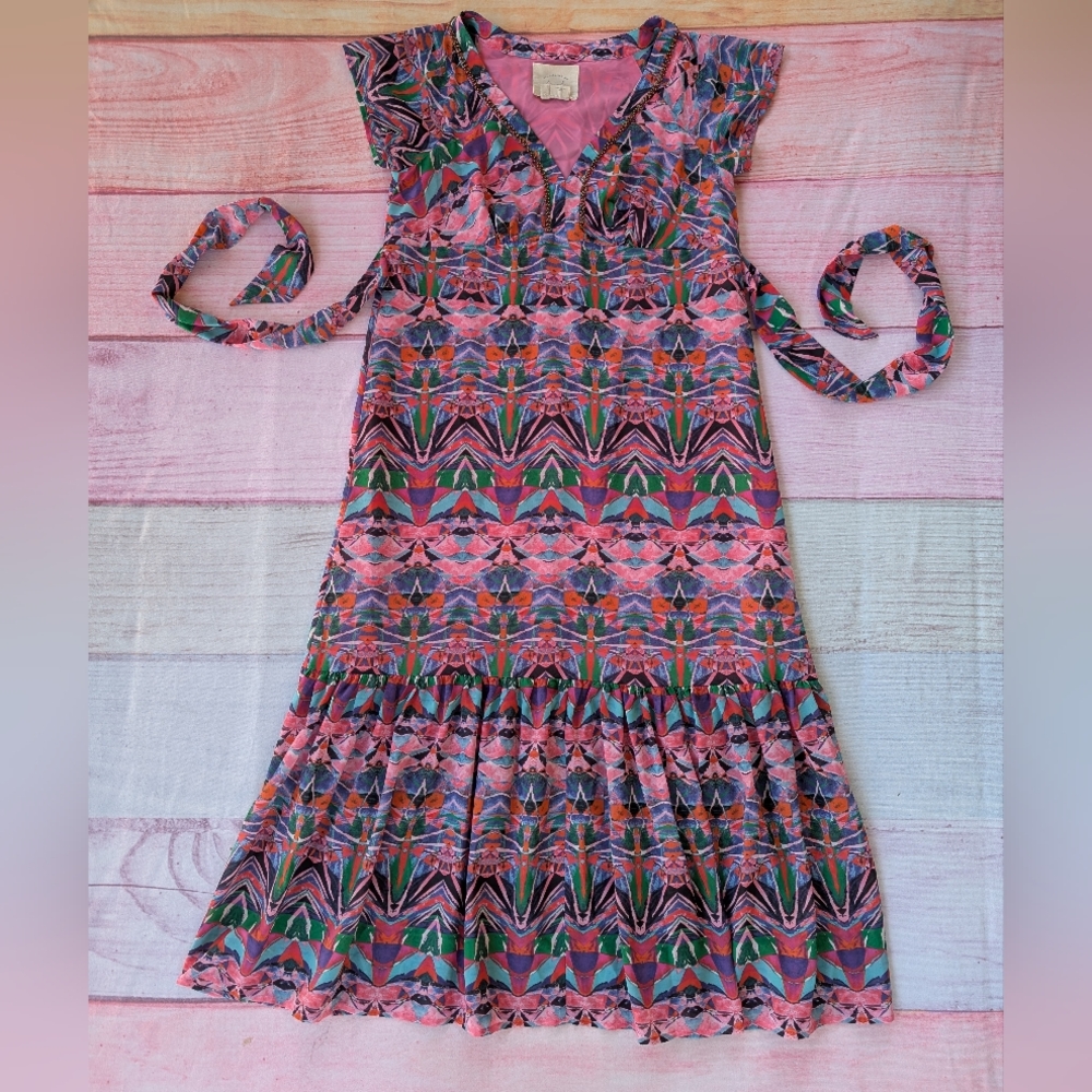 Anthro Vanessa Virginia Colorful Mural Midi/Maxi Dress 6US